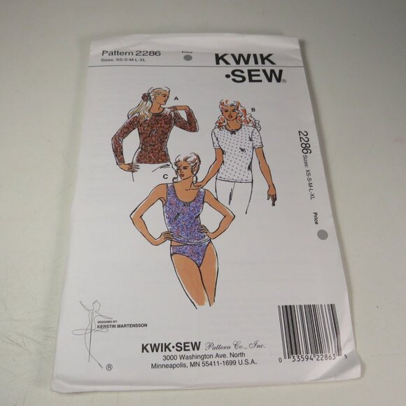 Kwik Sew 2286 Sewing Pattern UNCUT Shirt: sleeveless, short, long sleeve, panty - Picture 2 of 5